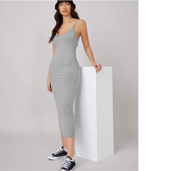 Basic dress tank long gray white maxi women - Picture 4 of 13